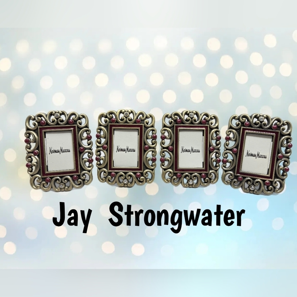 Jay Strongwater + Neiman Marcus Swarovski Crystal Jewel Set Of 4 Mini Frames